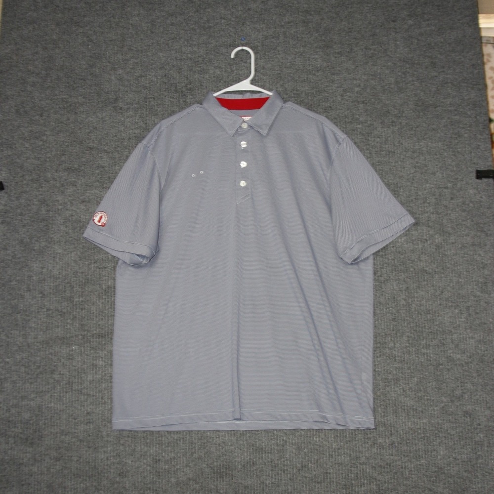 Chick-fil-A Oobe Team Style‎ Polo Shirt Mens XL Blue White Striped with Nametag